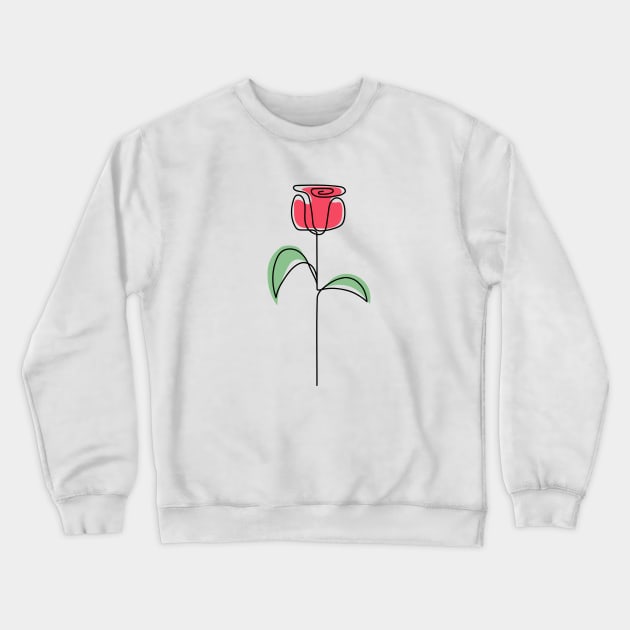 Abstract Rose Flower One Line Art Crewneck Sweatshirt by dewarafoni